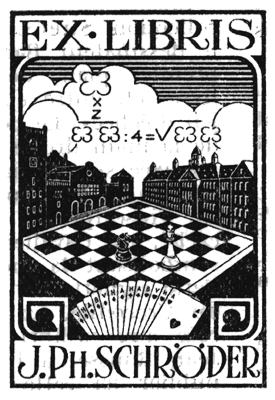 The bookplate used for the personal chess library of J. PH. Schroder