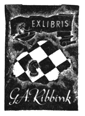 The bookplate used for the personal chess library of G. A. Ribbink